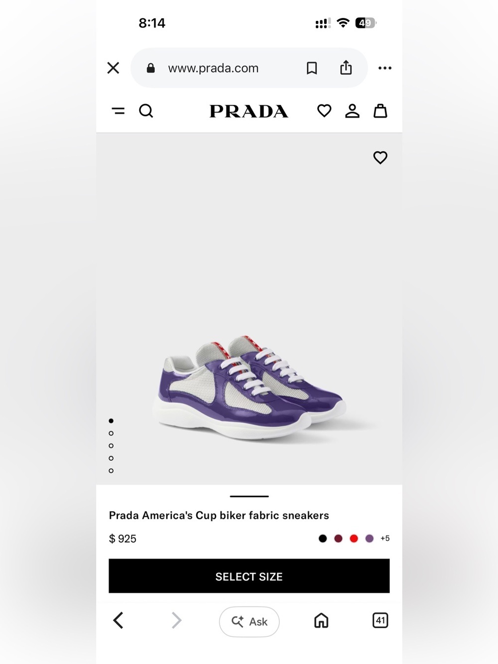 Prada Men's Purple and White Low-Top Lace-Up Sneakers!🔥New! Size: 11us - Picture 11 of 11
